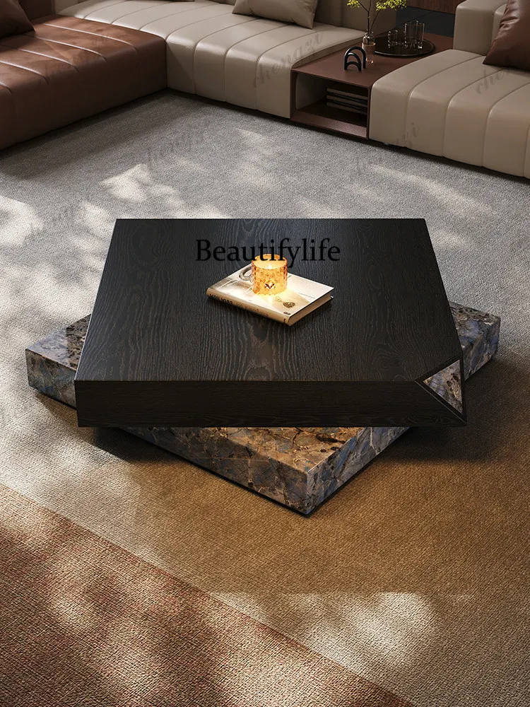 Italian creative marble pattern coffee table light luxury high-end household coffee table combination