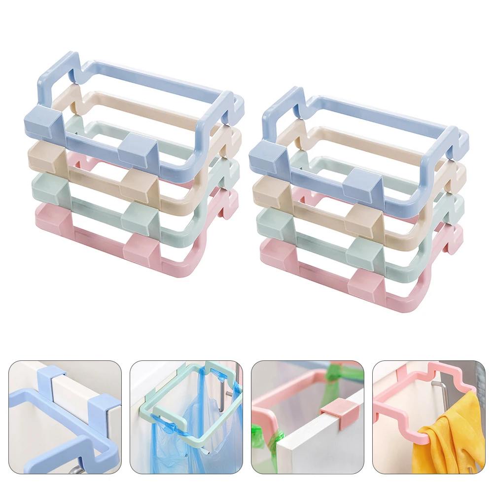 

8pcs Trash Bag Holder Kitchen Rack Portable Garbage Hanger Shelf Hook U Shaped Door Back Design PP Material Durability