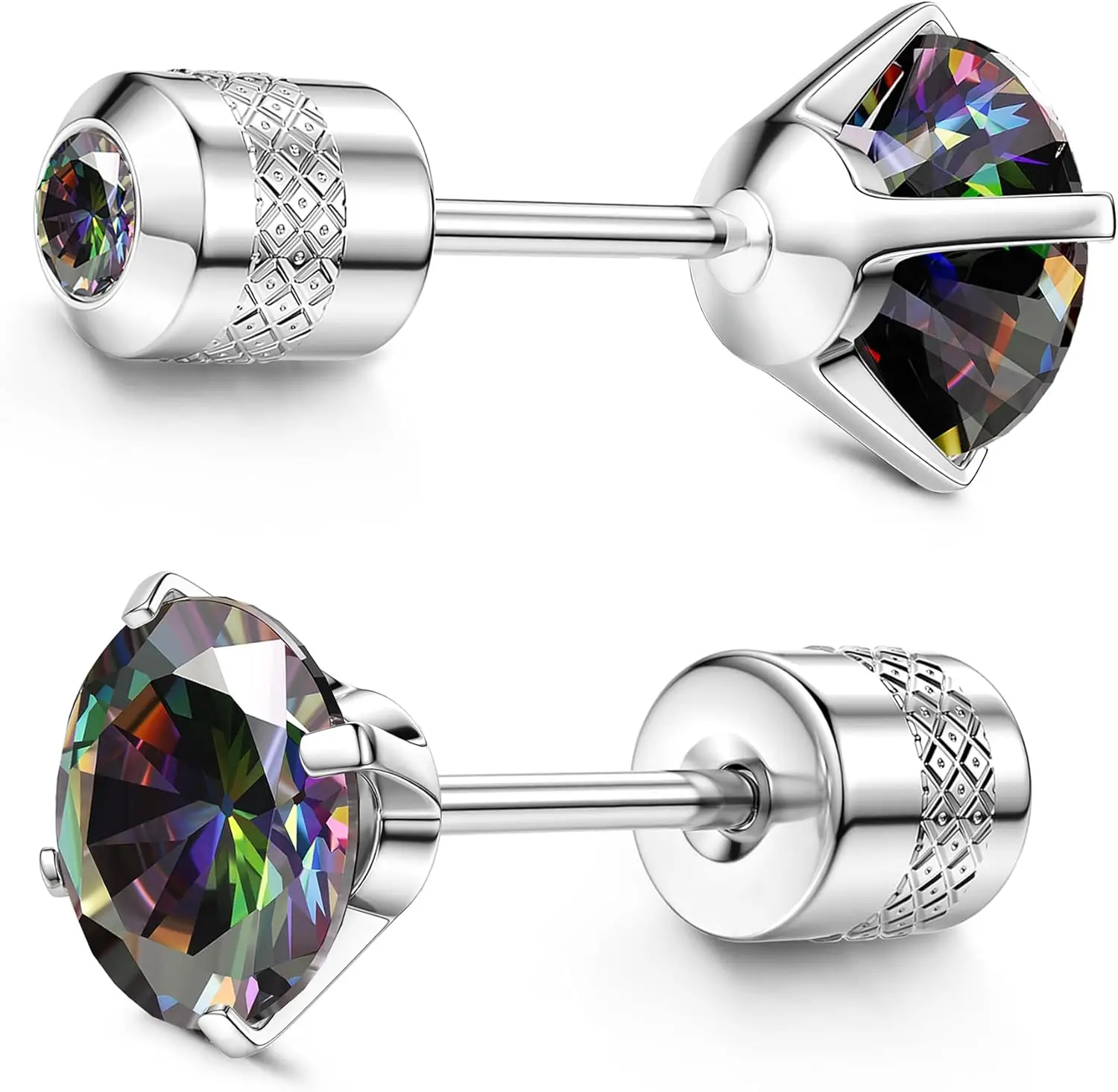 Hypoallergene G23 Implantatqualität Titan Schraubverschluss-Ohrringe 20G für Empfindliche Haut mit 5A Kubikzirkonia Piercing-Ohrstecker Schmuck