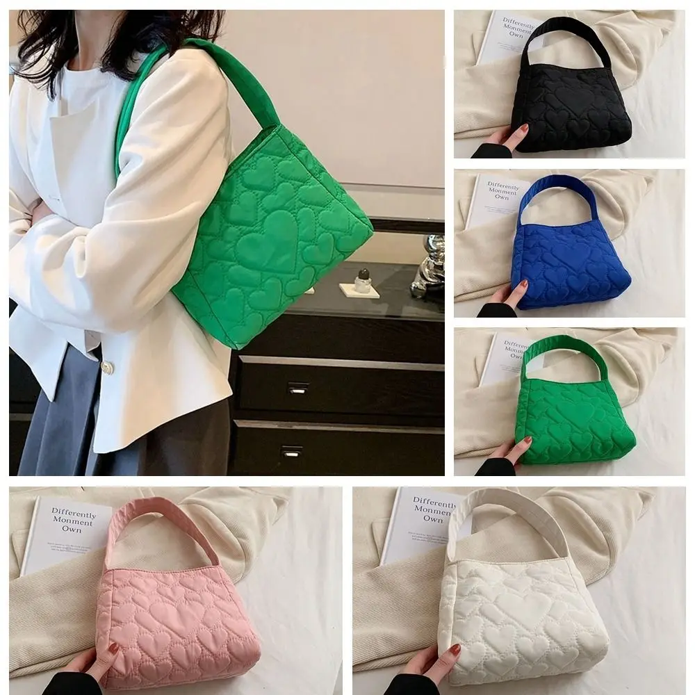 

Heart Shape Oxford Cloth Canvas Shoulder Bag Large Capacity Underarm Bag Cloth Handbag Tote Bag Square Bag For Women