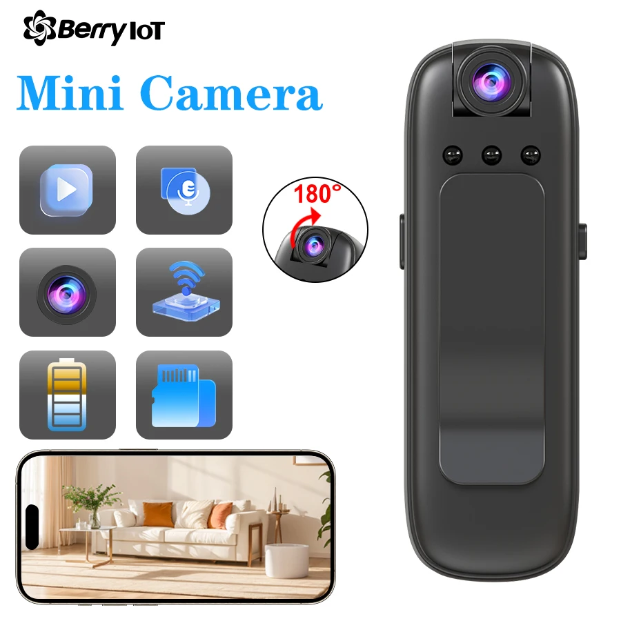 BERRY IOT Mini Camera 1080P Wireless WIFI Surveillance Camera IP Camera HD Night Vision Recording Video Human Shape Detection