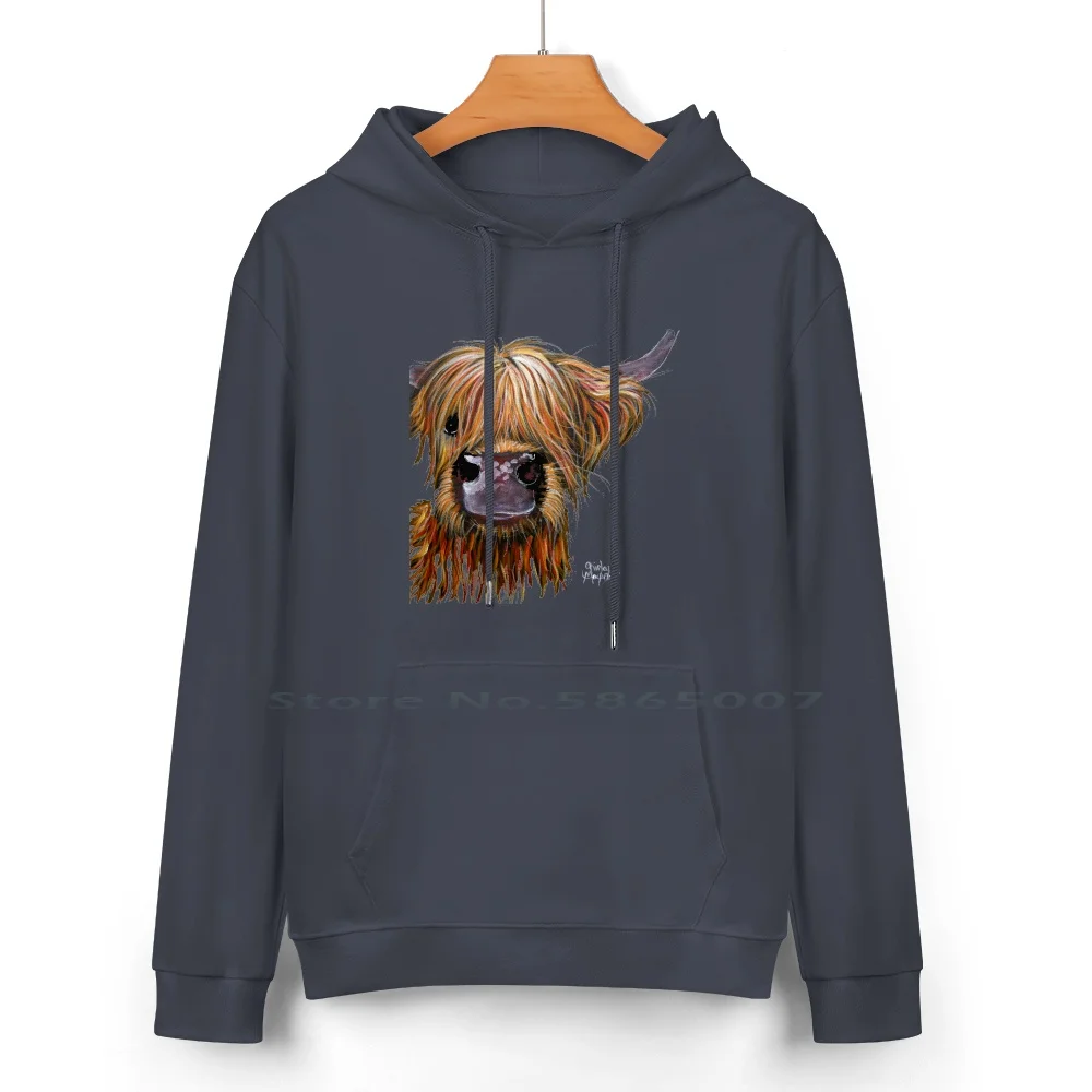 Scottish Hairy Highland Cow 'henry' By Shirley Macarthur Pure Cotton Hoodie Sweater 24 Colors Country Animal Snort Oink Nosey