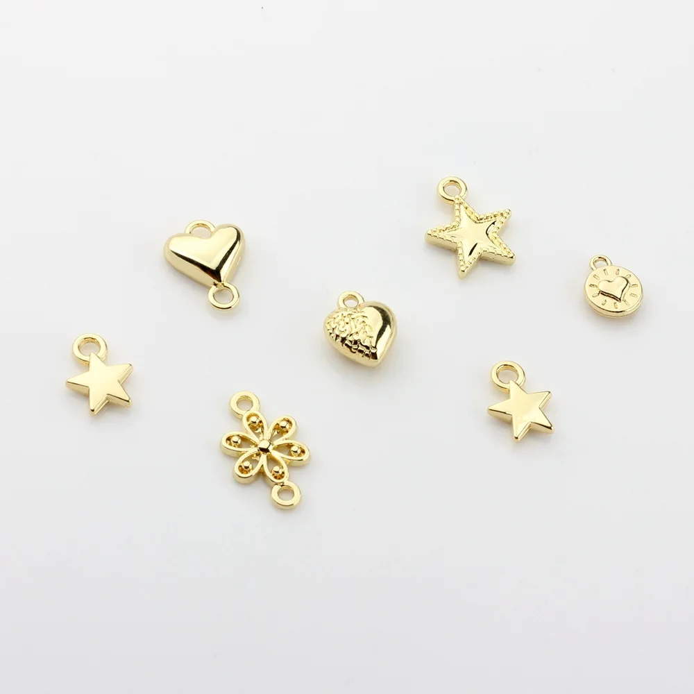 Zinc Alloy Metal Mini Star Heart Snowflake Charms 20pcs/lot For DIY Fashion Jewelry Making Finding Accessories