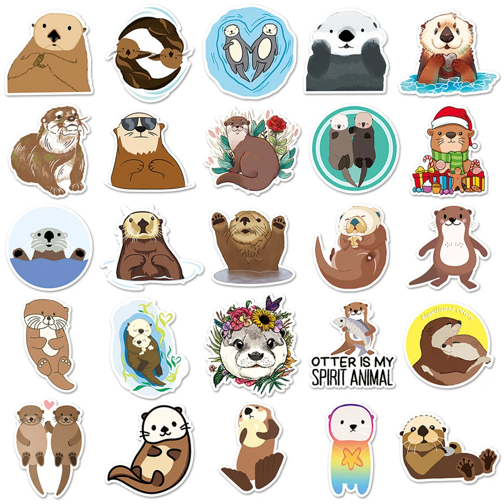 50pcs Bank Beaver Otter Stickers For Scrapbook Stationery Ipad Laptop Car DIY Kids Sticker Craft Supplies Scrapbooking Material