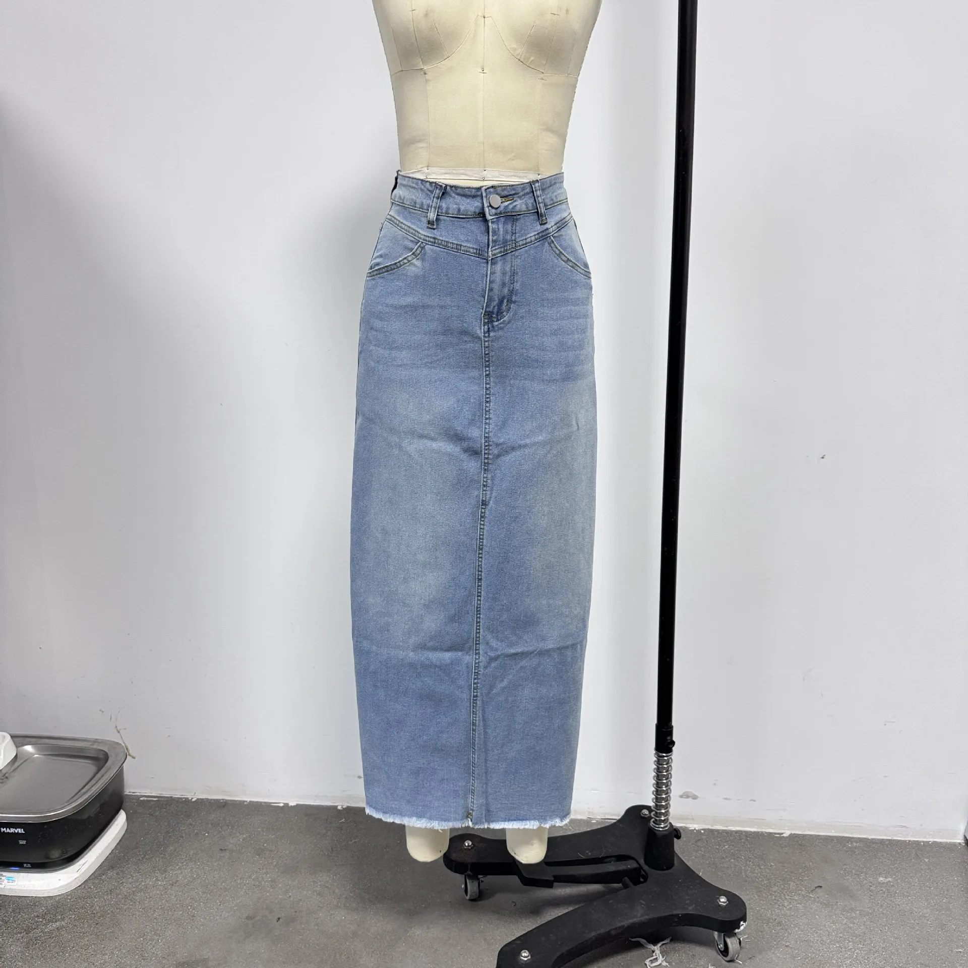 تنانير نسائية طويلة من قماش الدنيم على شكل حرف A، تنورة جينز كاجوال عالية الخصر، أزرق، مناسب تمامًا، أزياء كورية، 2025 #2