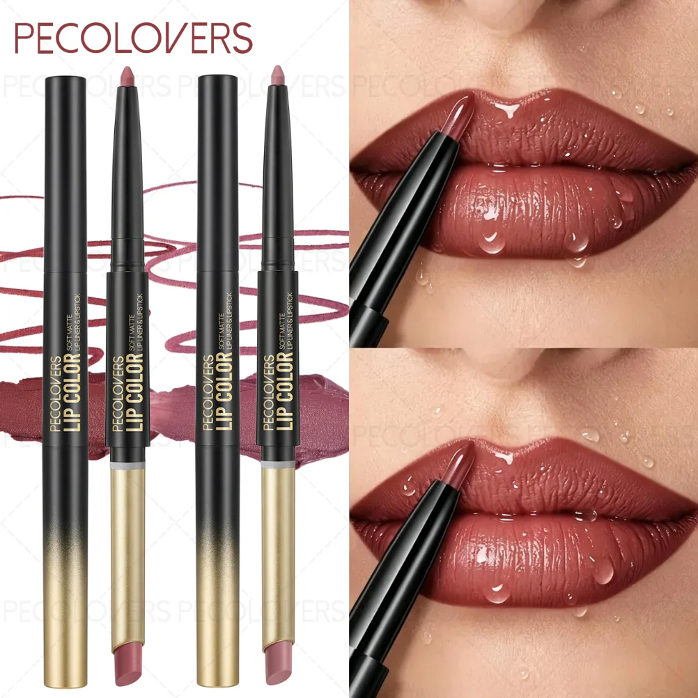 1PC Double-Ended Lipstick Pencils/ Lip Liner - Sweatproof, Long-Lasting, High Quality, Waterproof, Daily Makeup, Charming Lips