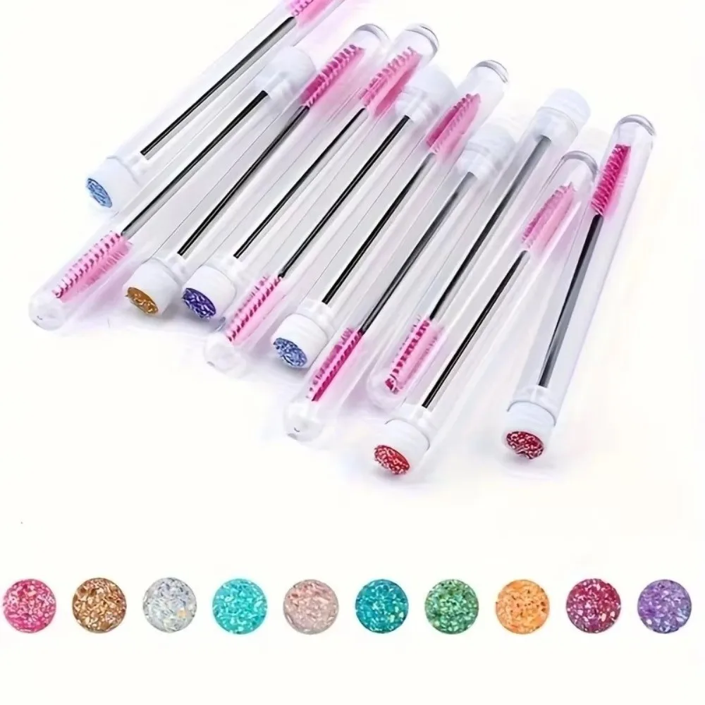 Multi-Purpose Sparkling Eyelash Brushes Reusable With Container Case Eyelash Spoolies In Tubes Eye Lash Brushes Makeup Tools