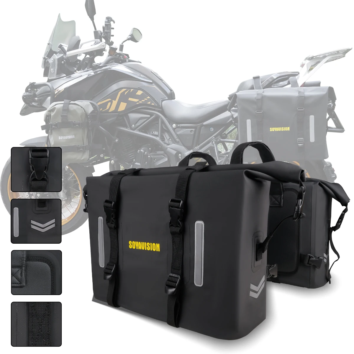 SOYAVISION Motorcycle Side Bag Saddle Tail Rear Bag Universal Side Pannier Bag Travel Luggage Storage Bag Waterproof Tail Bag