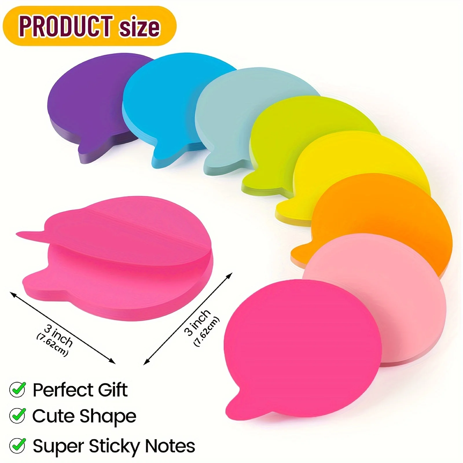 2/8 Stück Leuchtende Farbige Selbstklebende Tropfenförmige Haftnotizen, Bubble Sticky Note Pad für Zuhause, Schule, Büro, Laptop, Kühlschrank – Detail 1