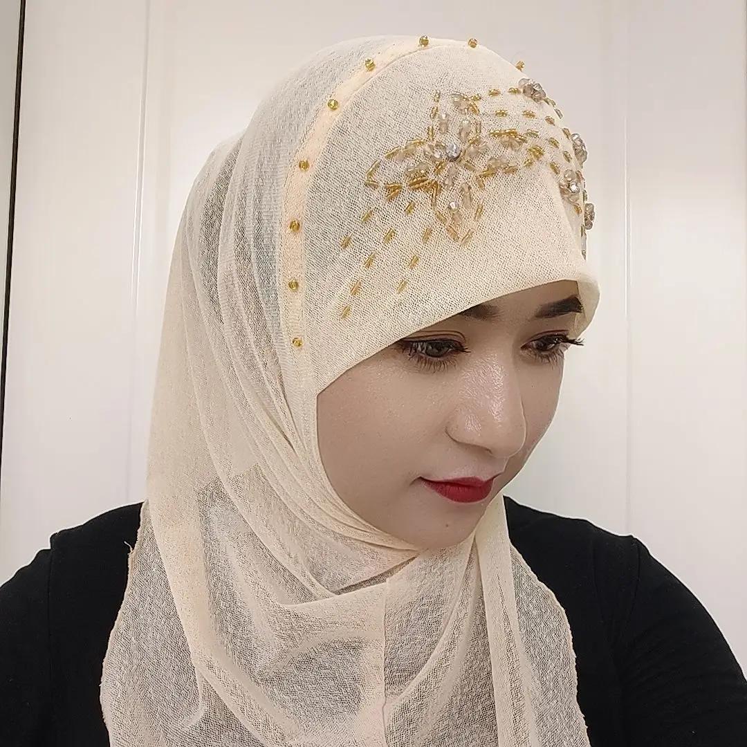 Commercio all'ingrosso 2 pezzi Hijab da donna Cappello Moda musulmana Eid Ramadam Cappelli di preghiera Beige Viola Berretti eleganti Beanie Cappelli africani sauditi