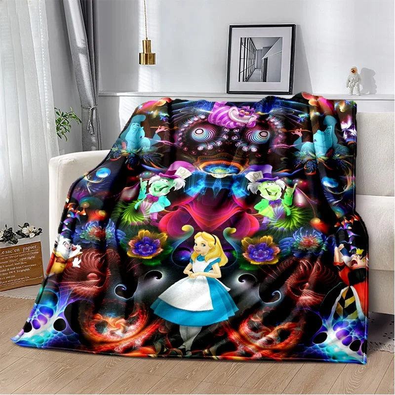 Cartoon Alice nel Paese delle Meraviglie Cheshire Cat Morbide coperte, Coperta da tiro Comoda coperta per letti da picnic Divano Casa Camera da