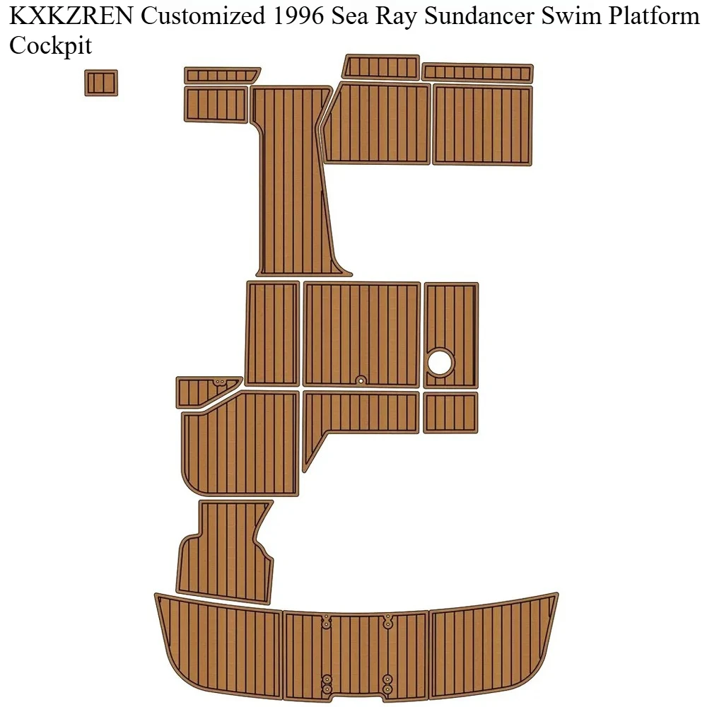 

KXKZREN Custom 1996 Sea Ray Sundancer Swim Platform Cockpit Boat Marine Decking Yacht Anti-skid EVA Foam Faux Teak Flooring Pad