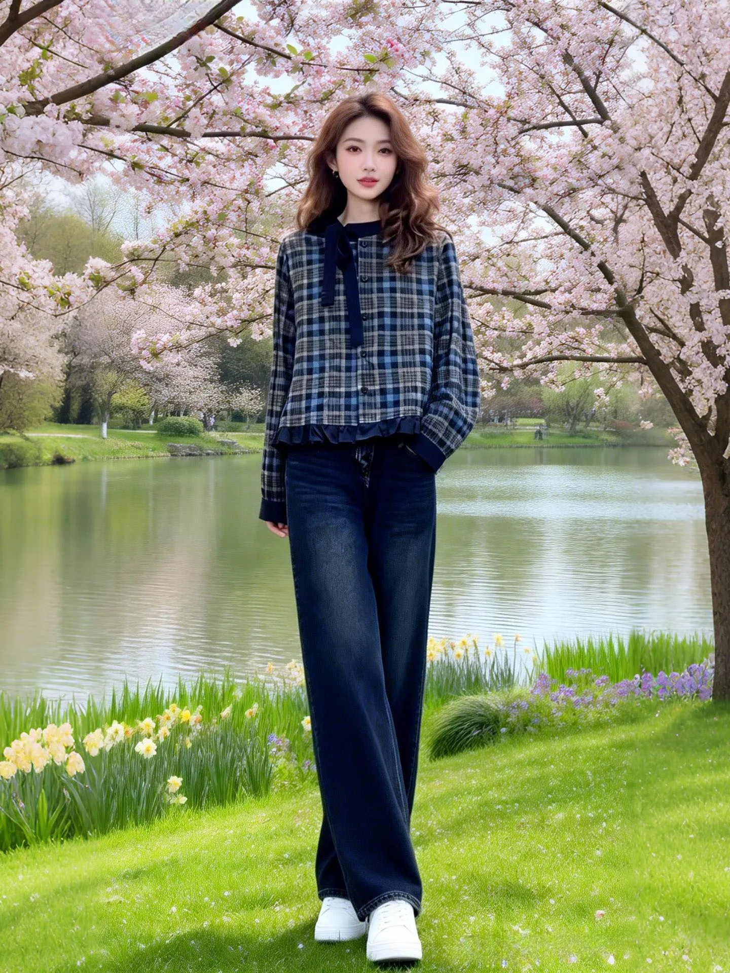 

Женская свободная рубашка в клетку с длинным рукавом в винтажном стиле, весенне-осенняя, модная, повседневная, для работы, в корейском стиле, с защитой от пятен