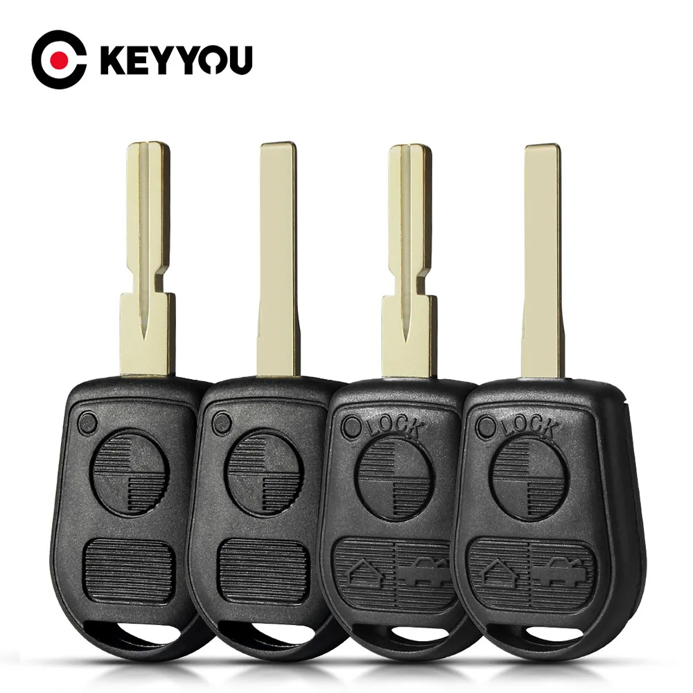 

KEYYOU 10PCS For BMW E31 E32 E34 E36 E38 E39 E46 Z3 Fob Key Case 3 Button Uncut Blade Car Key Remote Key Case Shell