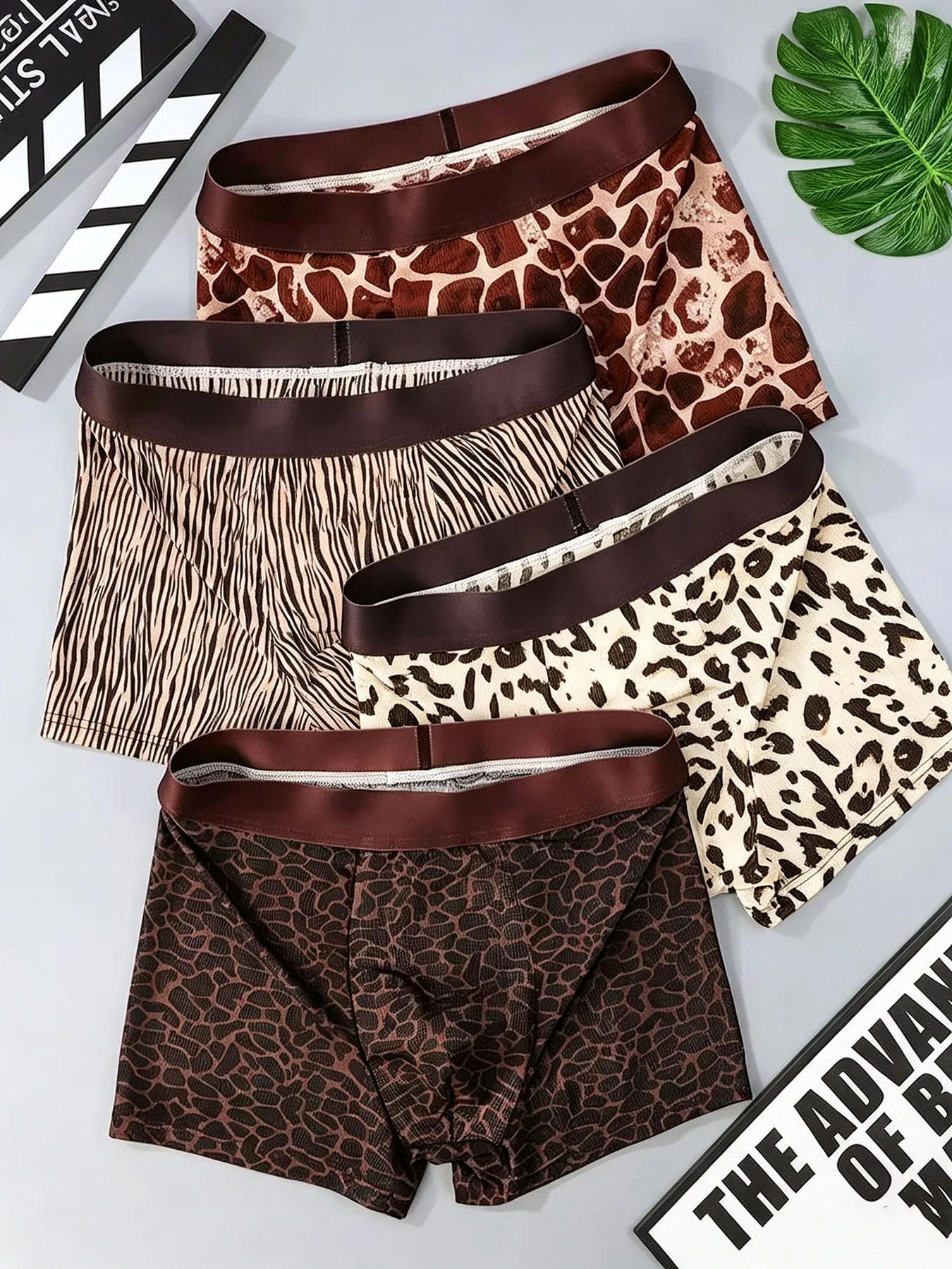 1PCS Four Seasons Flat Briefs Leopard Print Men's Underwear Breathable Personality Fashion sexy Boxer Pants