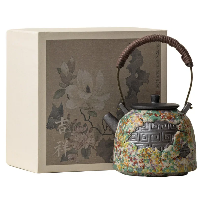 Limited Offer Paper Pattern Teapot, Tea Maker, Rattan Lifting Beam Pot, Household Ceramic Tea Set, Filter Single Pot
