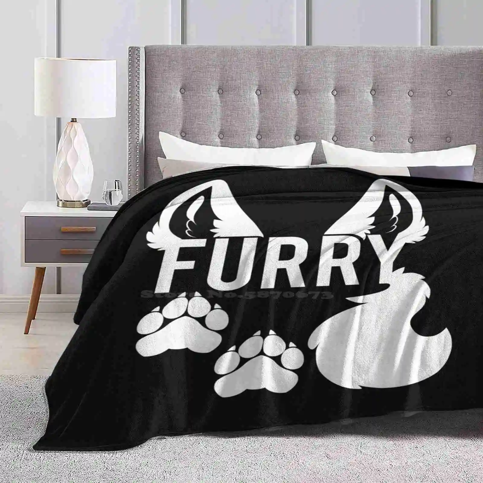 Furry-White Text - Hot Sale Printing High Qiality Warm Flannel Blanket Furry Anthropomorphic Anthropomorphism Furries Fluffy