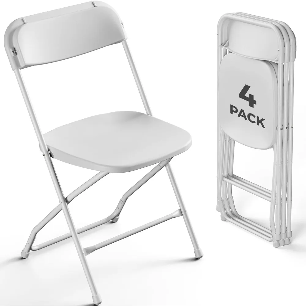 

Folding Chairs 4 Pack,Plastic Folding Chairs for Outside, Heavy Duty Foldable Chairs, Sturdy Metal Folding Chairs, 350 lbs