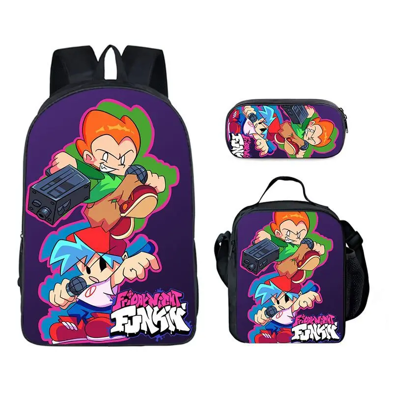 Trendy Popular New Friday Night Funkin 3D Print 3pcs/Set Student School Bags Laptop Daypack Backpack Lunch bag Pencil Case