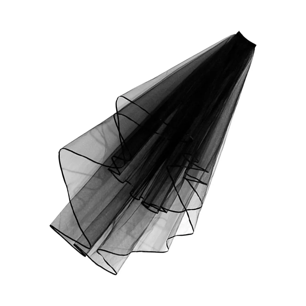 خمر الدانتيل الأسود الزفاف الحجاب الزفاف غزل طويل أنيق مانتيلا للعروس الزفاف المشاركة دش صور الدعائم