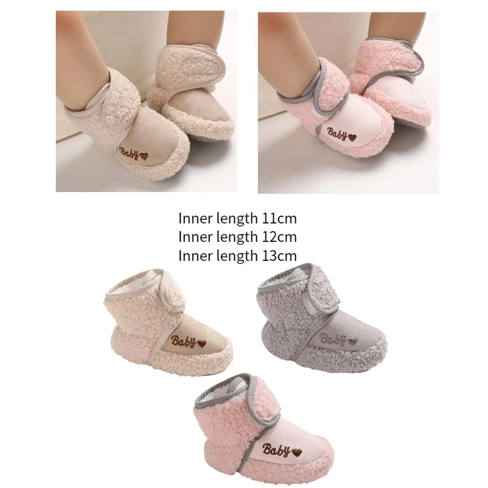 

Infant Ankle Boots Soft Sole Baby Winter Shoes Non Slip Coral Fleece Slippers for Newborns