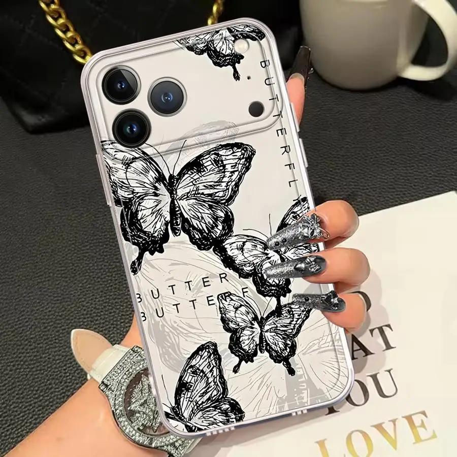 เคสโทรศัพท์ลายผีเสื้อสวยงาม สำหรับ iPhone 16e 12 Mini 16 15 14 Plus 7 8 XR 17 Air 13 12 11 Pro MAX