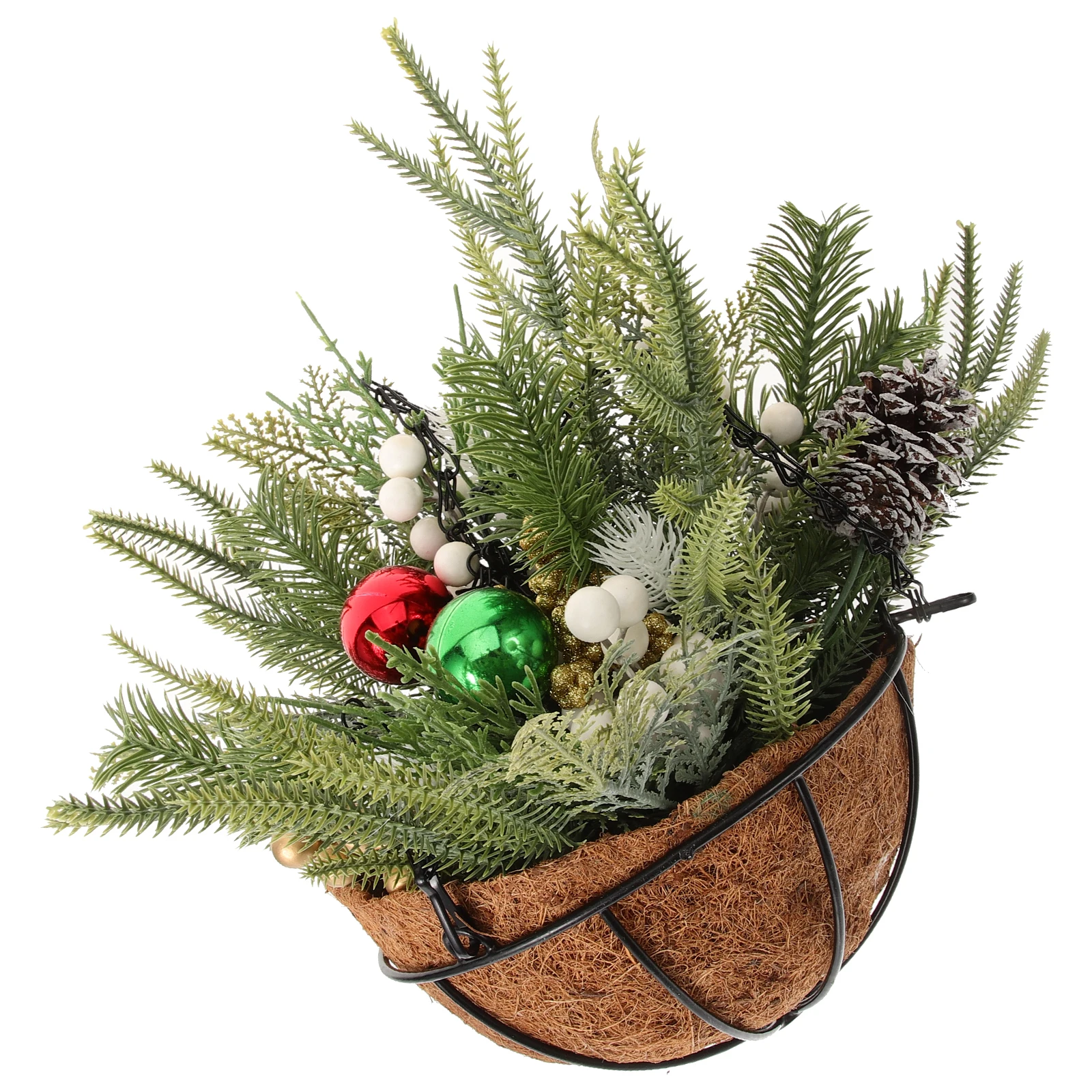 

Simulated Pine Needle Hanging Basket Artificial Plant Baskets Small Ginkgo Decor Christmas Porch Decor Hanging Baskets Outdoor
