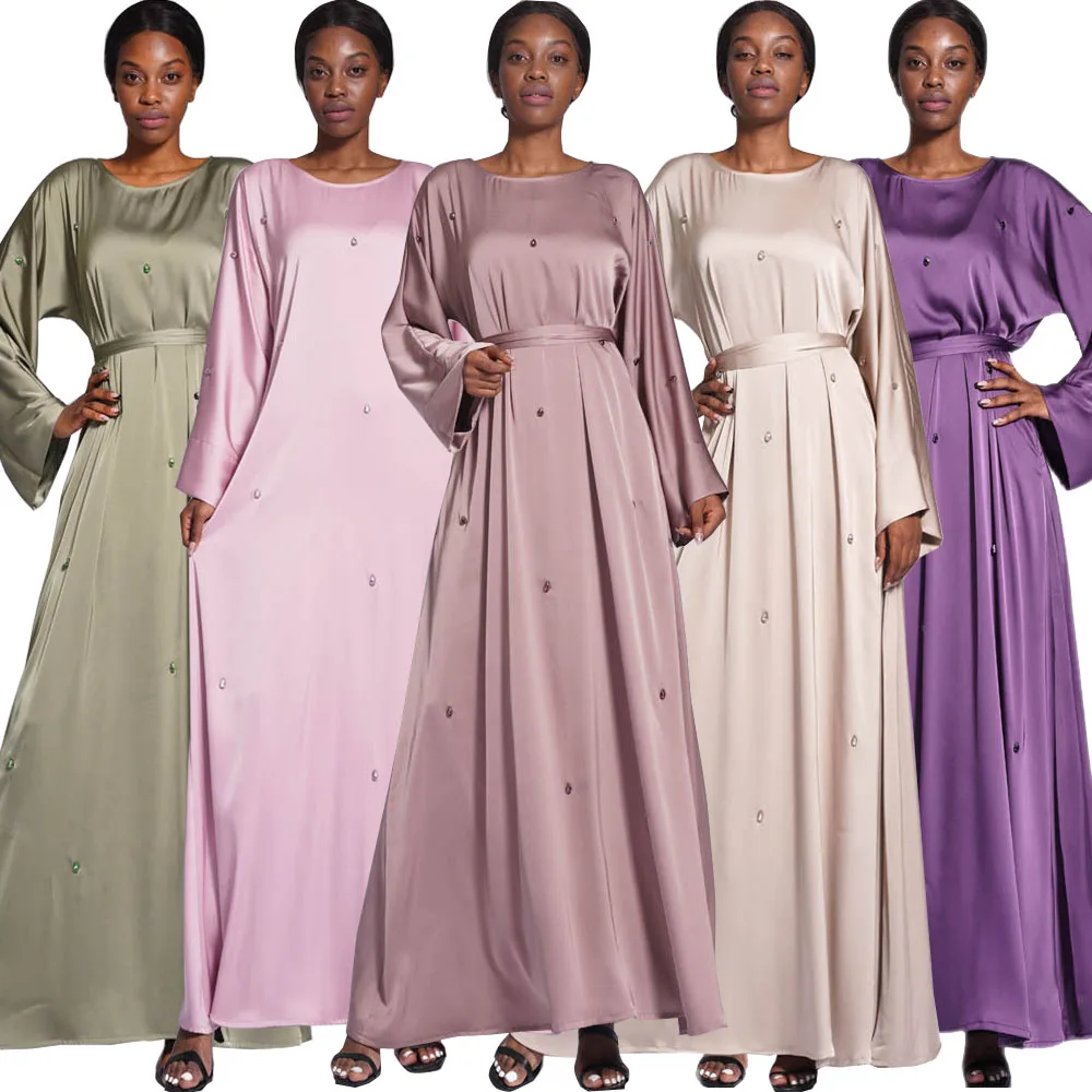 

Women Muslim Satin Abaya Long Sleeve Maxi Dress Dubai Kaftan Party Arabic Islamic Turkey Evening Musulmane Ramadan Gown Jalabiya