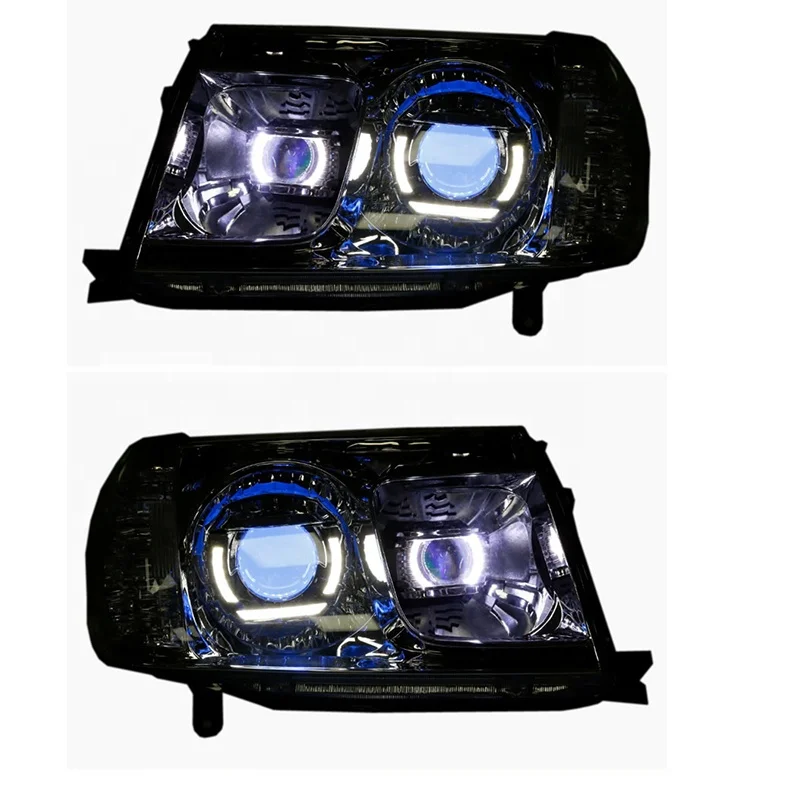 For Toyota LC100 FZJ100 UZJ100 4500 4700 LED Devil Eye Headlight Customized 1998-2005 And 2006-2007 Year Black/Chrome