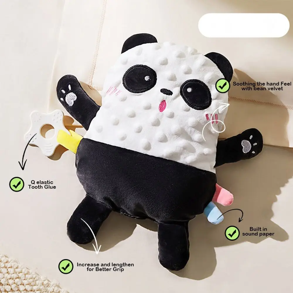 Fun Bean Velvet Soothers Cute Animal Grippable Plush With Teether Features Crinkle Sound Soothing for Infant