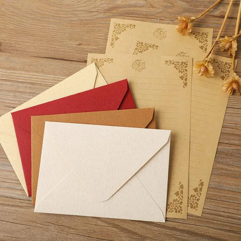 6 Letter Paper 3 Envelope Set Creative Kraft Paper A5 Floral Letterhead Set Beautiful Western Style Small Envelope Stationery