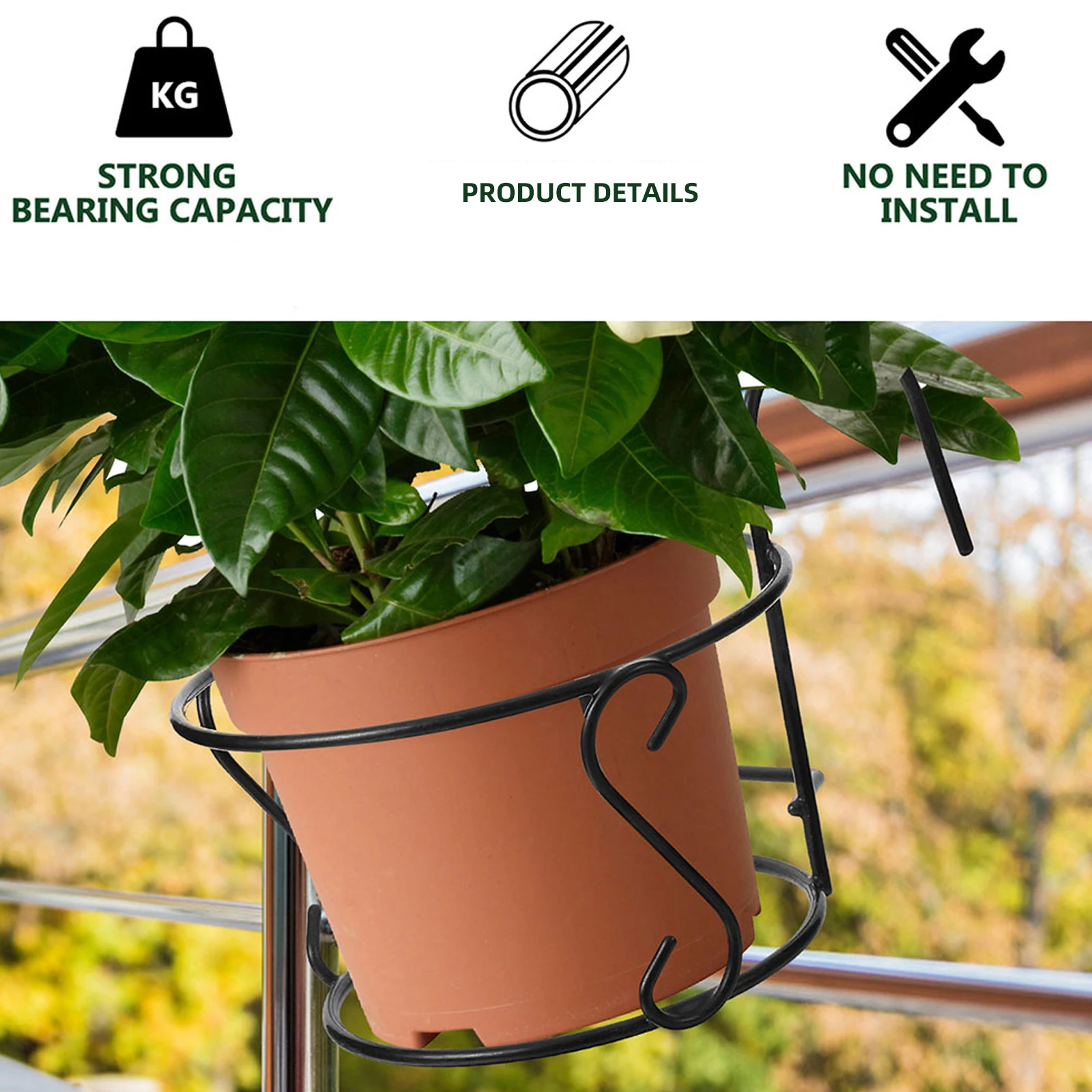 

2Pcs Hanging Flower Pot Balcony Planter Durable Eco Friendly Decorative Wall Holder Plant Organizer Flower Storage Indoor