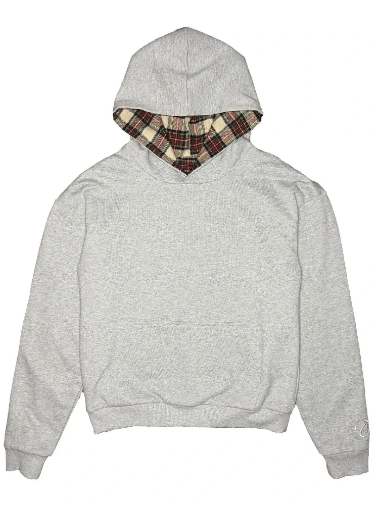 American retro couple style pullover hoodie, men's and women's punk style hoodie, autumn and winter plaid lined jacket