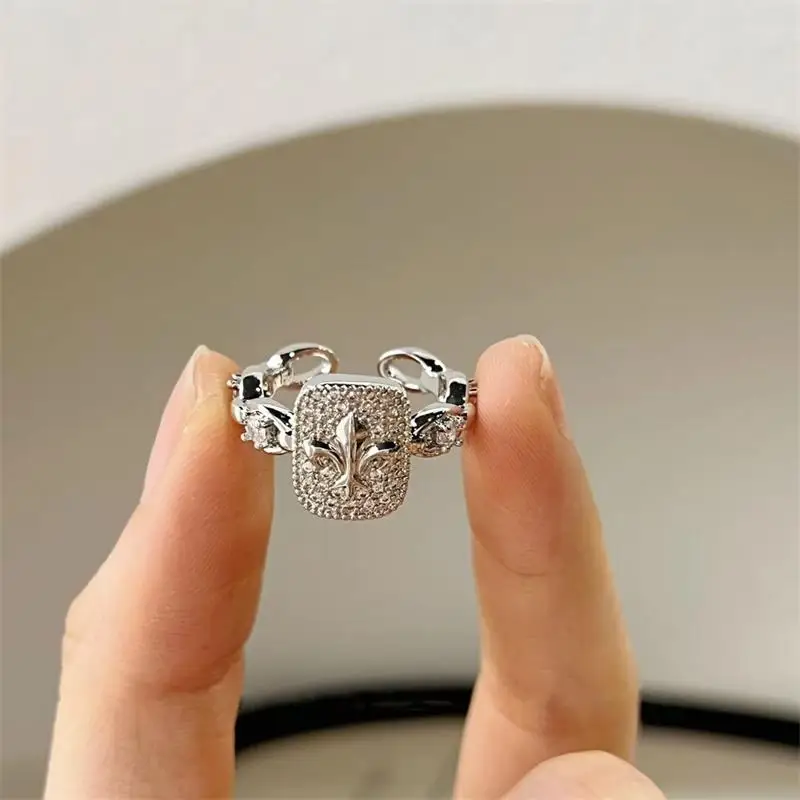 GANPUP Zarte Blumen-Zirkon Verstellbare Fingerringe für Frauen Süßer Modischer Neuer Ring Schmuck Geschenk Party Geburtstag кольцо – Detail 4
