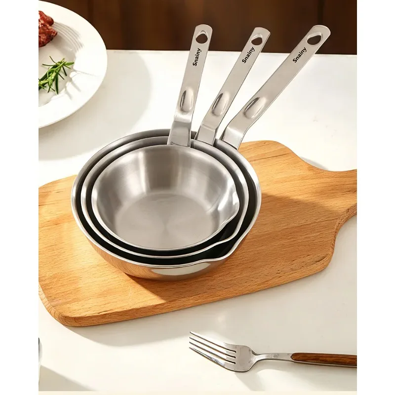 DSA stainless steel pan household induction cooker mini omelette uncoated frying pan small oil pan