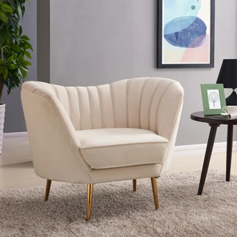 Fashion Living Room Sofa Set Luxury Designer Velvet Metal Legs Single Lounge Sofa