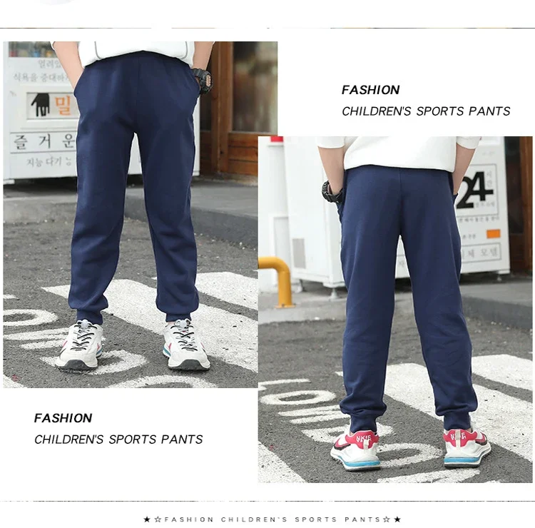 Herbst Winter Kinder Teenager Jungen Casual Sport Hosen Fleece Hosen Jogger Hose für Kinder Lose Sweatpant Warme Jungen Kleidung – Detail 4
