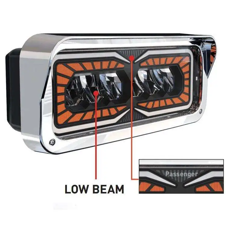 

4x6 Inch Square Led Headlight 35w with Halo for T800 T400 T600 W900b W900l Classic 120/132 Hk Classic