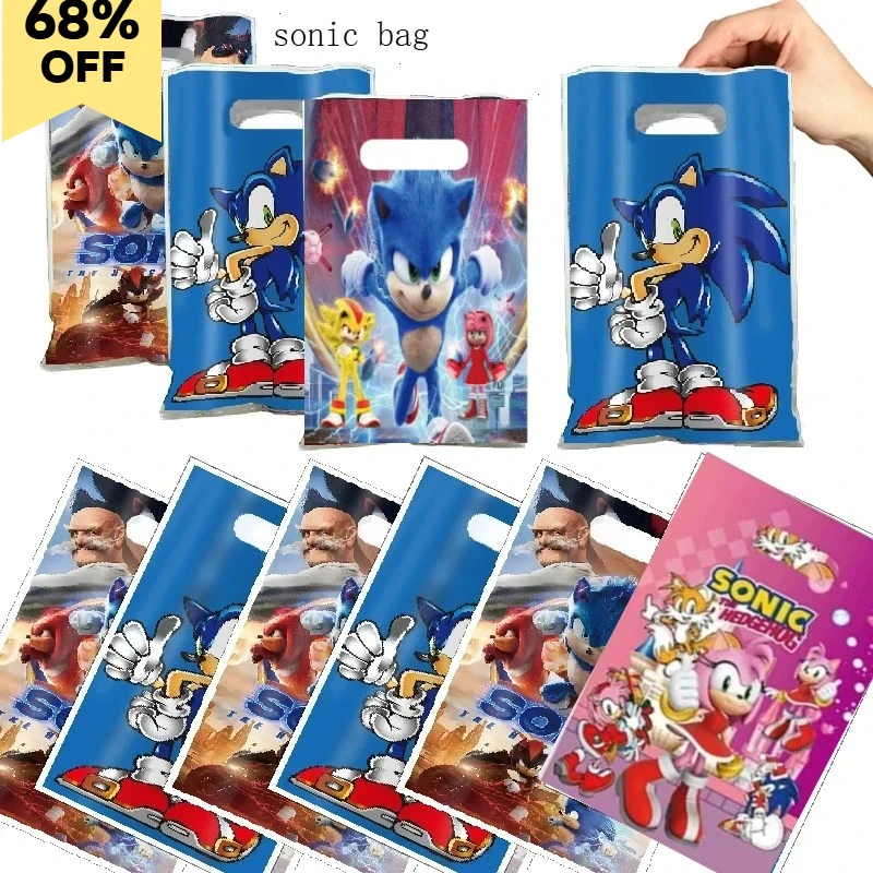 

200/100pcs Sonic Party Bags Birthday Party Girls Favorite Candy Portable Gift Bags Disposable Plastic Surprise Bag Loot Bag