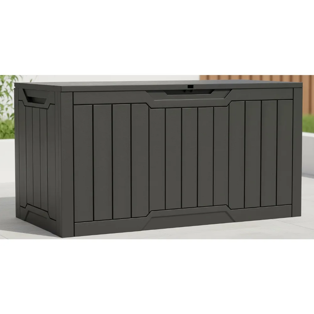 

100 Gallon Outdoor Storage Box, Waterproof Resin Deck Box with Lock, Patio Garden Storage Container for Cushions & Tools