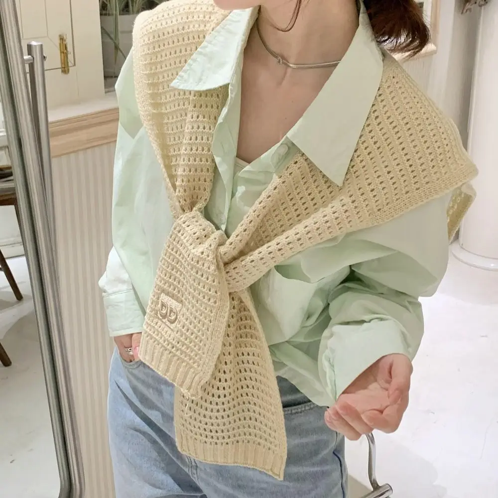 Women Fashion Pure Color Scarf Knitted Shawl Female Air-conditioned Room Knitted Cross Shawl Knitted Shawl