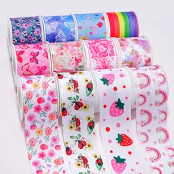 5 Yards Flower Insects Printed Grosgrain Satin Ribbons For Bows DIY Craft Decoration Packaging Supplies. 71579