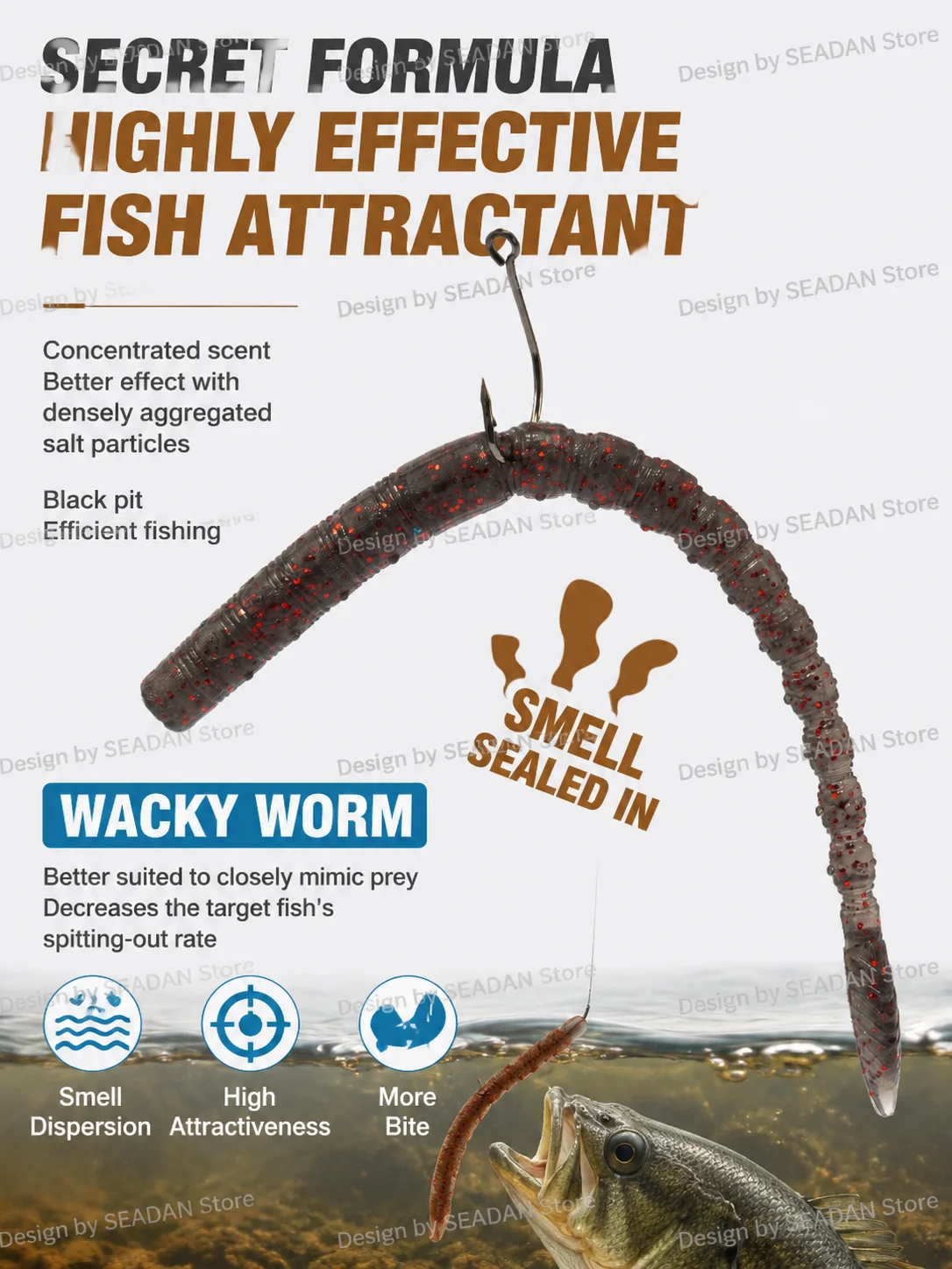 Hopeblaze Floating Leaf Tail Senko Worm 11cm 8 Stück TPE Salzduft Weichköder für Wacky Neko Texas Rig Bass Zander Barsch Forelle – Detail 3