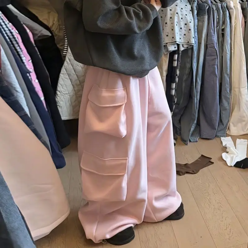 2025 automne et hiver nouveau Style américain rétro décontracté poche tridimensionnelle vêtements de travail jambe large pantalons décontractés tendance