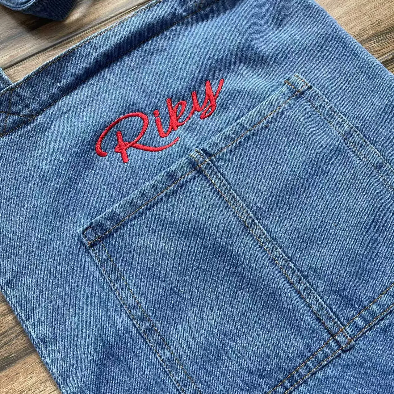 Borsa a tracolla di grande capacità in tinta unita con qualsiasi nome, borsa in denim casual semplice e alla moda, borsa in tela ricamata personalizzata