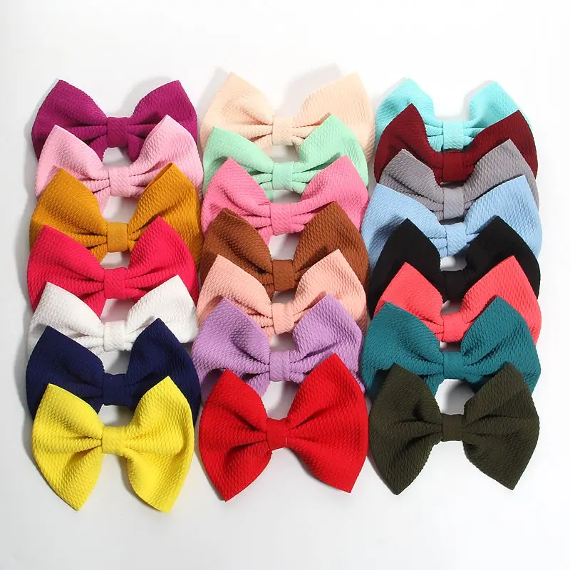 

50PCS 13CM 5.1" New Beauty Fabric Hair Bows For Hair Clips Boutique Seersucker Waffle For Girls DIY Hair Bow Clip Accessories