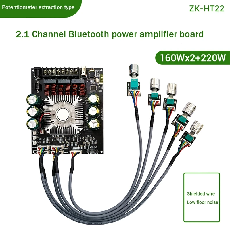 

Плата усилителя звука TDA7498E 160WX2 + 220 Вт, HT22, свинцовый модуль усилителя Bluetooth, 2,1 каналов, модуль сабвуфера