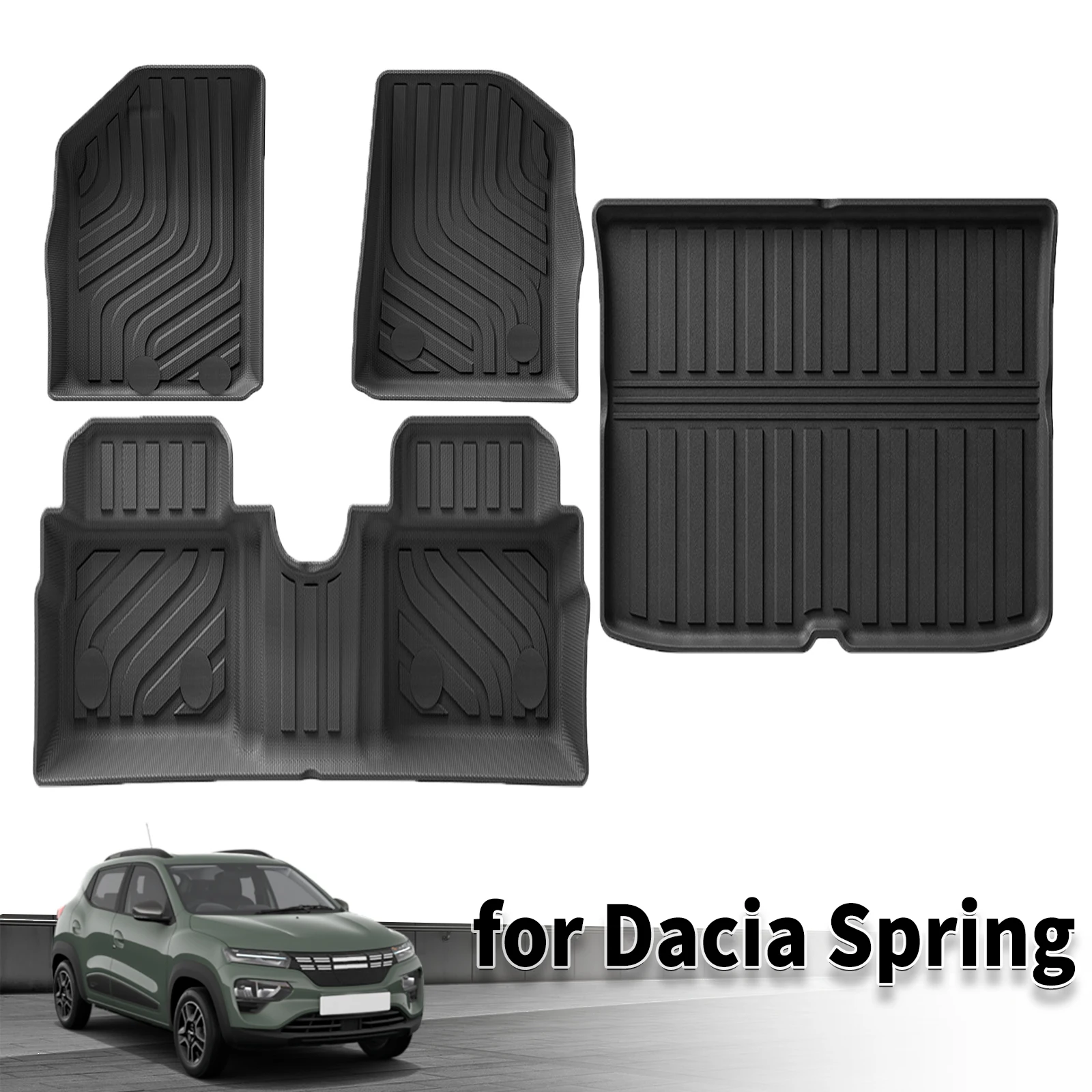 for Dacia Spring EV 2021-2023 Renault City K-ZE Renault Kwid E-Tech Electric Waterproof Odorless 3D TPE Mats
