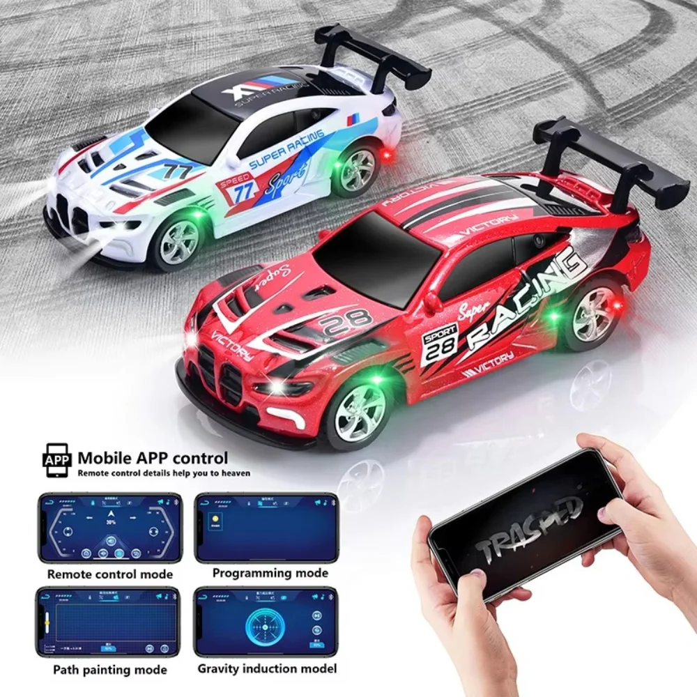 1:64 Scale Dual Mode Mini Alloy RC Racing Car 2.4G Wireless Control Support Cruise Control Drift Cool Gift For Young Kids