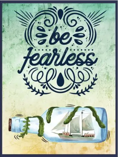 Plaque métallique vintage style rétro Be Fearless, panneau de porte en étain classique motif bateau et bouteille
